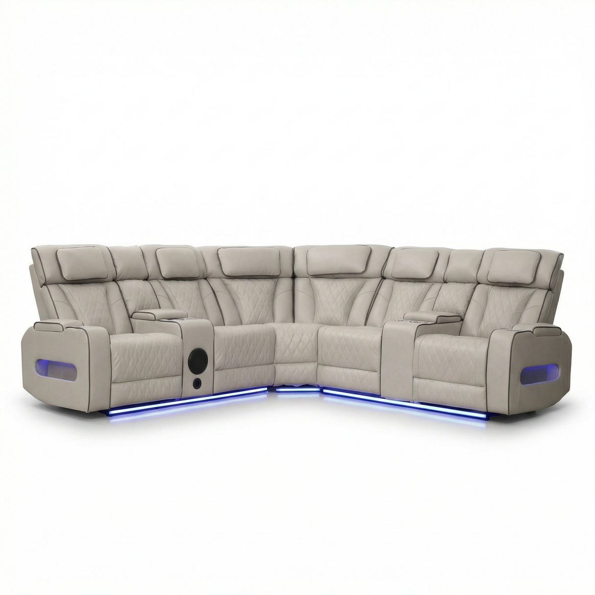 Astor Sectional Sofa with Massage, Heat, Bluetooth & LED Lights