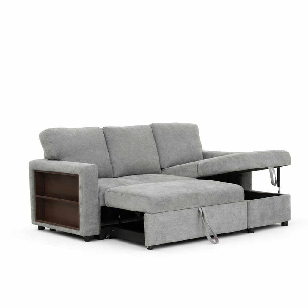 Modern L-Shaped Sectional Sofa with Storage Chaise Ottoman
