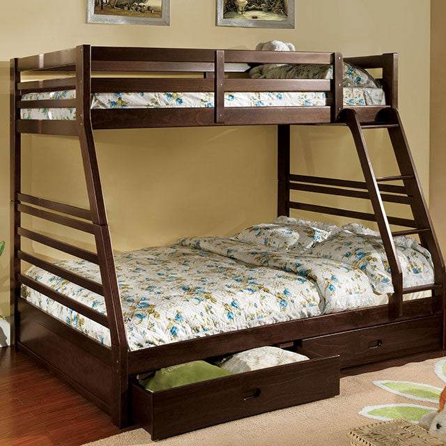California III Twin over Full Bunk Bed with 2 Drawers - Transitional Solid Wood in 5 Finishes - image_239