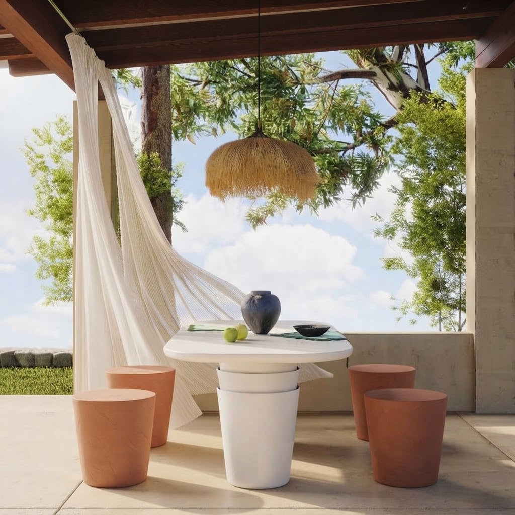 Margot Faux Plaster Concrete Indoor/Outdoor Stool - Contemporary Sculptural Accent Seating