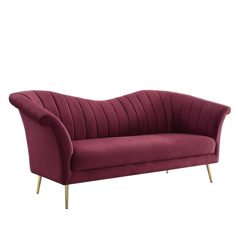 Callista Velvet Sofa - Arched Back & Metal Legs in Red