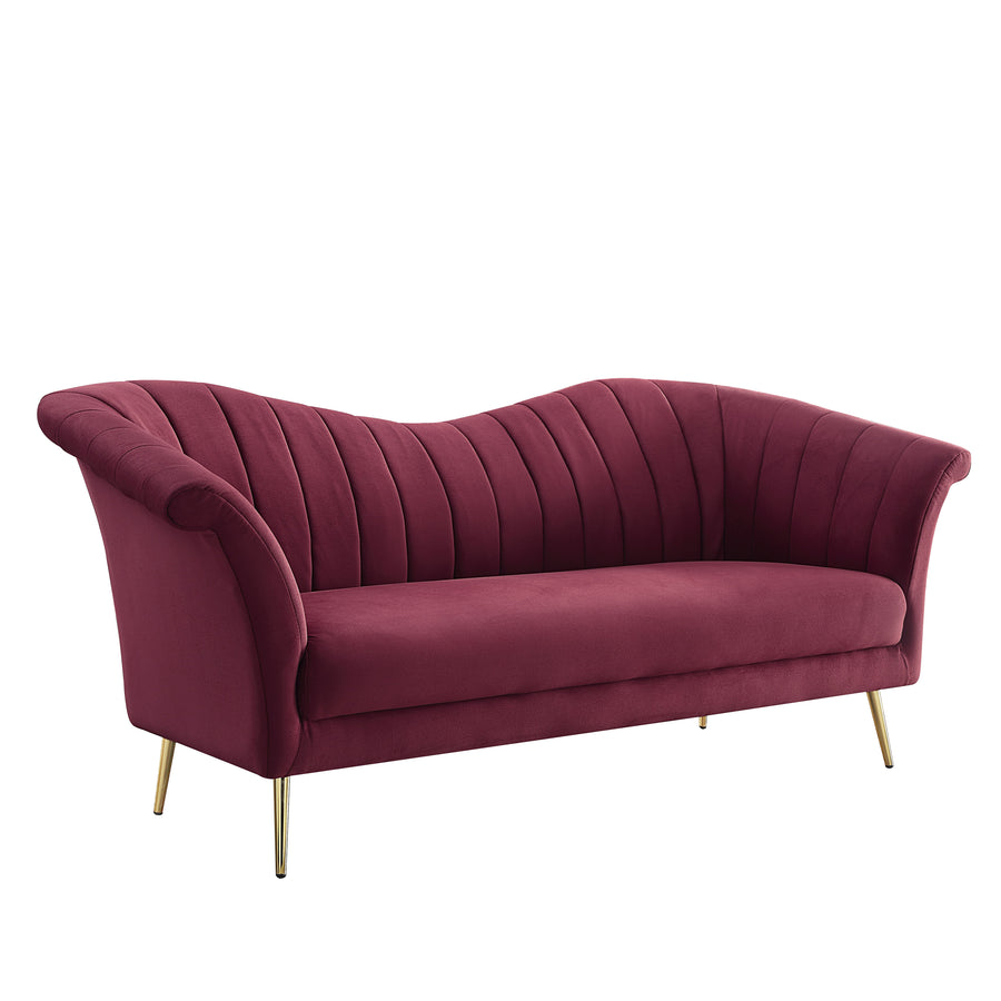 Callista Velvet Sofa - Arched Back & Metal Legs in Red