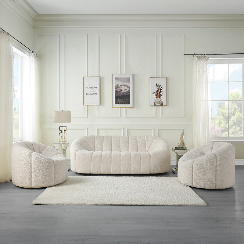 Osmash Sofa - Plush Tight Cushions in White Teddy Sherpa