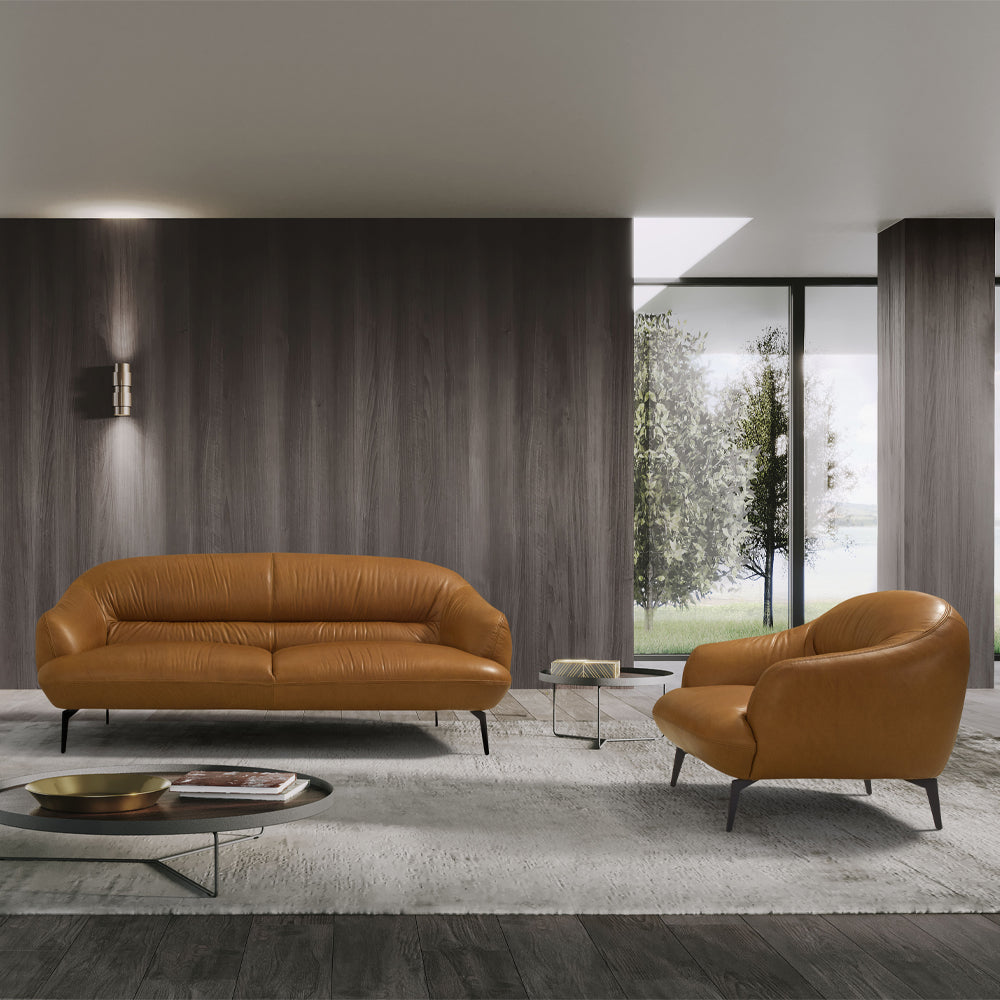 Leonia Italian Top Grain Leather Sofa, Loveseat & Chair