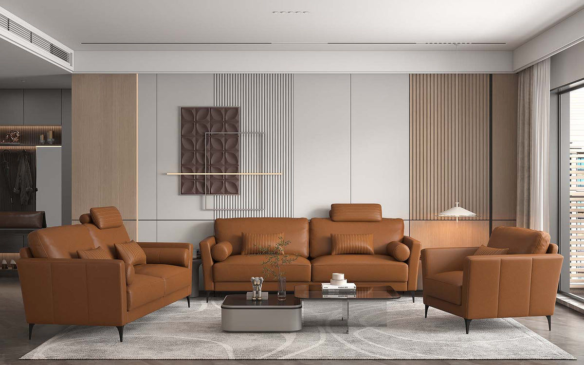 Tussio Italian Leather Sofa, Loveseat & Chair