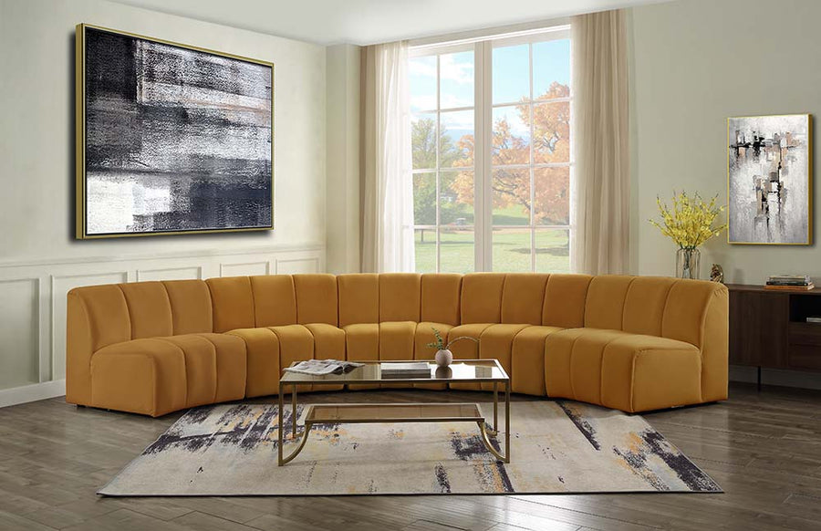 Felicia Modular Chair - Channel Tufted Armless Seat in Yellow Velvet
