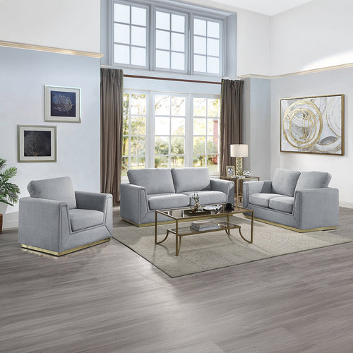 Valin Contemporary Sofa & Chair - Pocket Coil Seating & Metal Base in Gray Linen