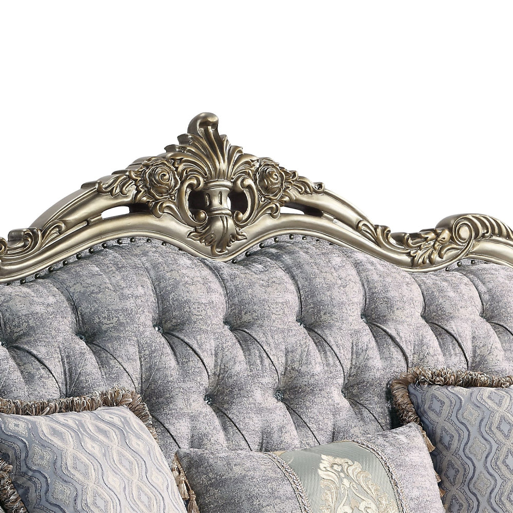 Miliani Button-Tufted Sofa, Loveseat & Marble Sofa Table