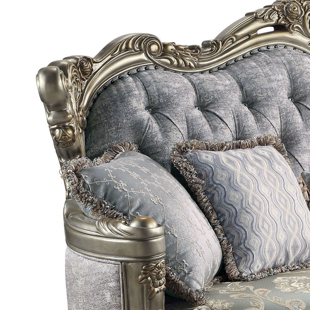 Miliani Button-Tufted Sofa, Loveseat & Marble Sofa Table