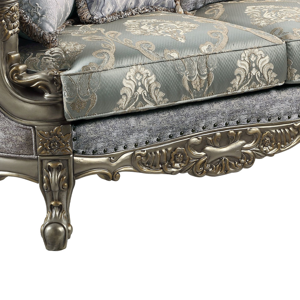 Miliani Button-Tufted Sofa, Loveseat & Marble Sofa Table