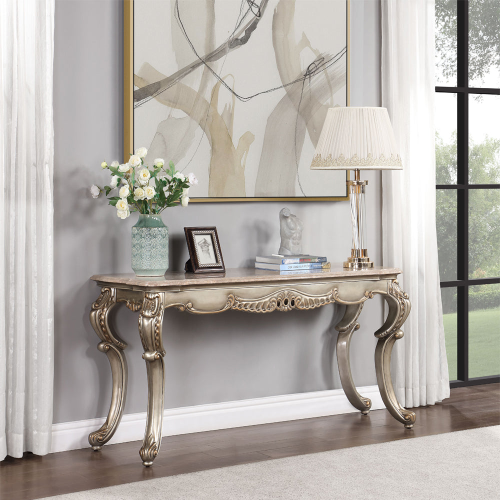 Miliani Button-Tufted Sofa, Loveseat & Marble Sofa Table
