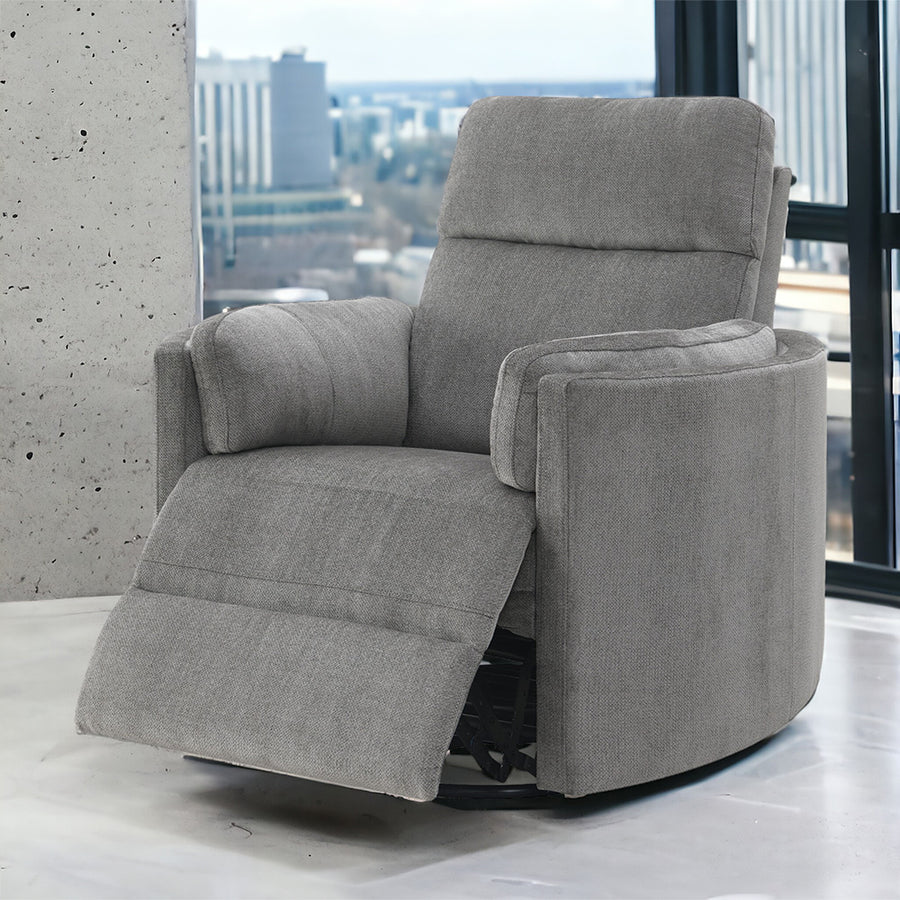 Sagen Swivel Glider Recliner - Pocket Coil Seat & 150-Degree Recline in Charcoal, Gray or Beige