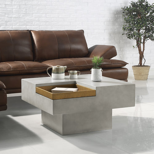 Kailano Square Coffee Table - Fiber Concrete in Weathered Gray
