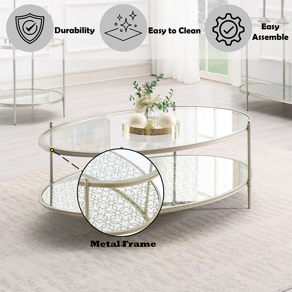 Zaba Glass Top Occasional Tables & TV Stand