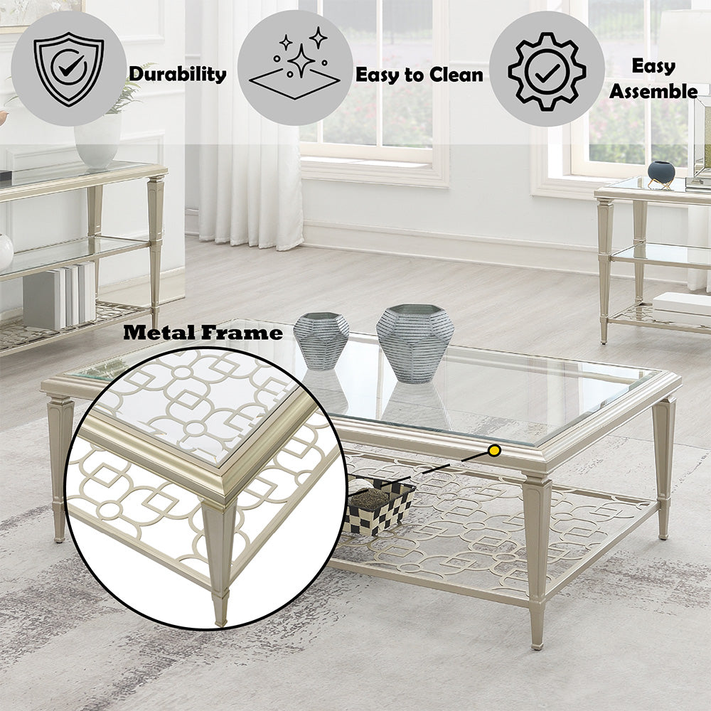 Zaba Glass Top Occasional Tables & TV Stand