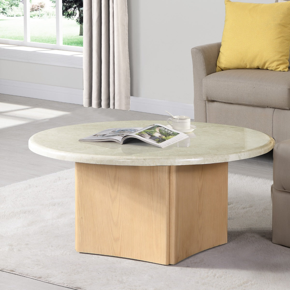 Qwin Round Marble-Top Coffee & End Tables