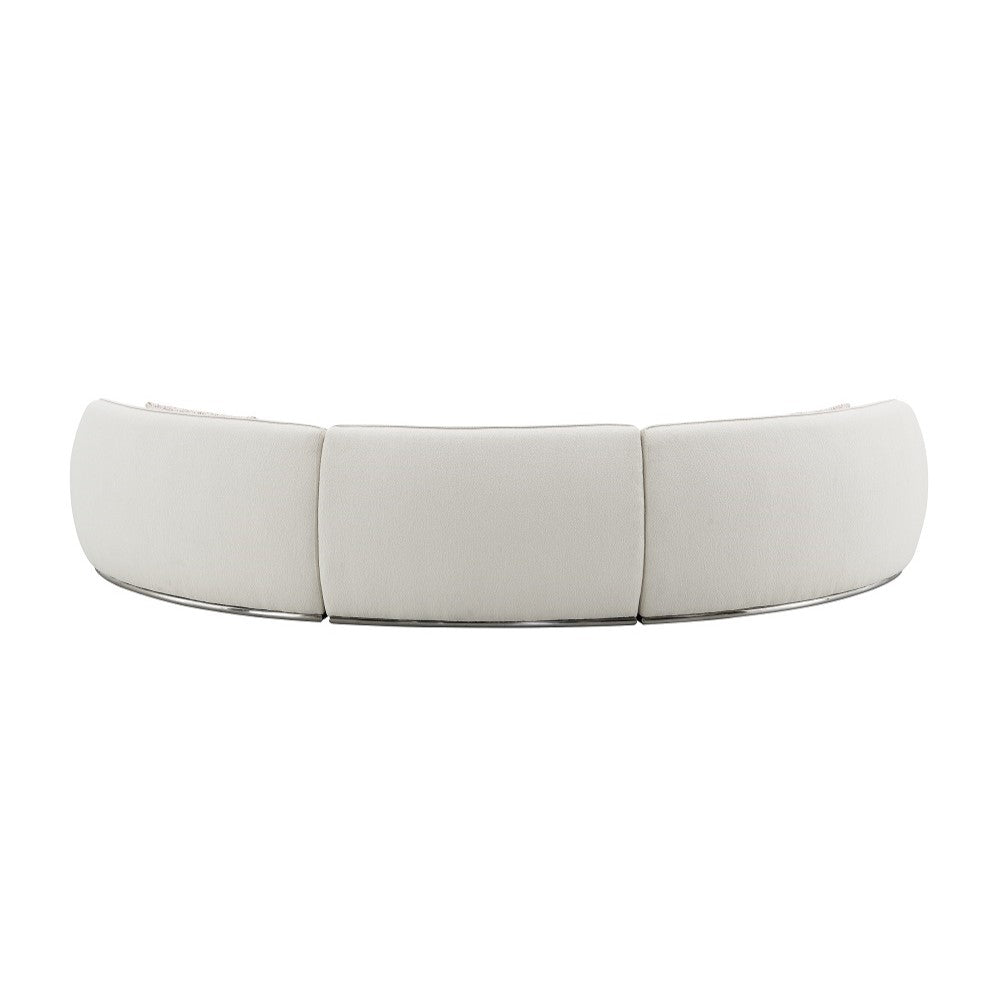 Sahara Curved Boucle Sectional & Round Ottoman