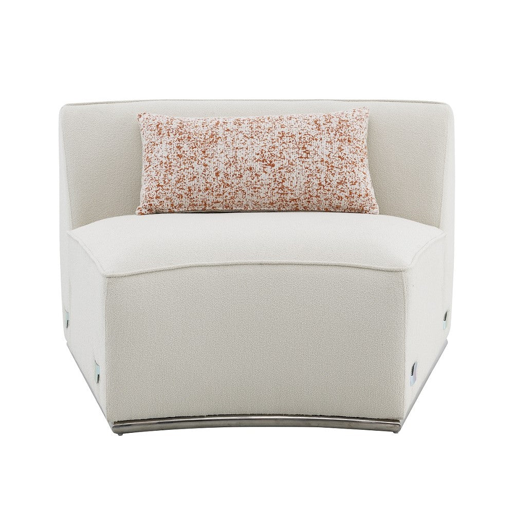 Sahara Curved Boucle Sectional & Round Ottoman