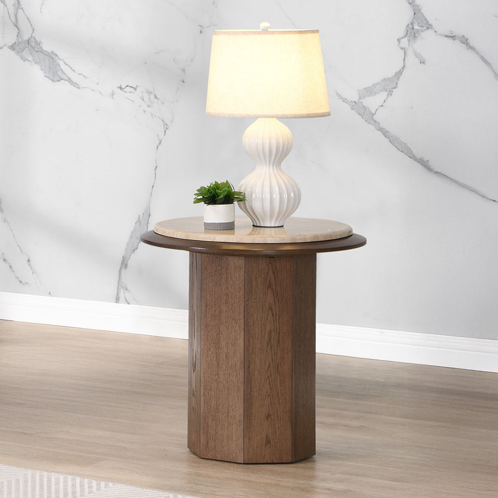 Kasha Travertine Top Coffee & End Table
