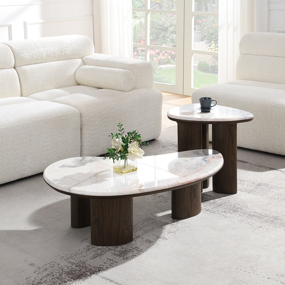 Hanale Natural Marble Coffee, End & Console Tables