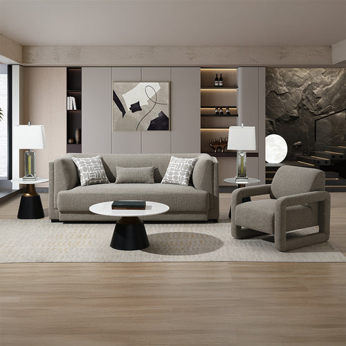 Glenda Boucle Sofa & Accent Chair - Pocket Coil Comfort in Gray