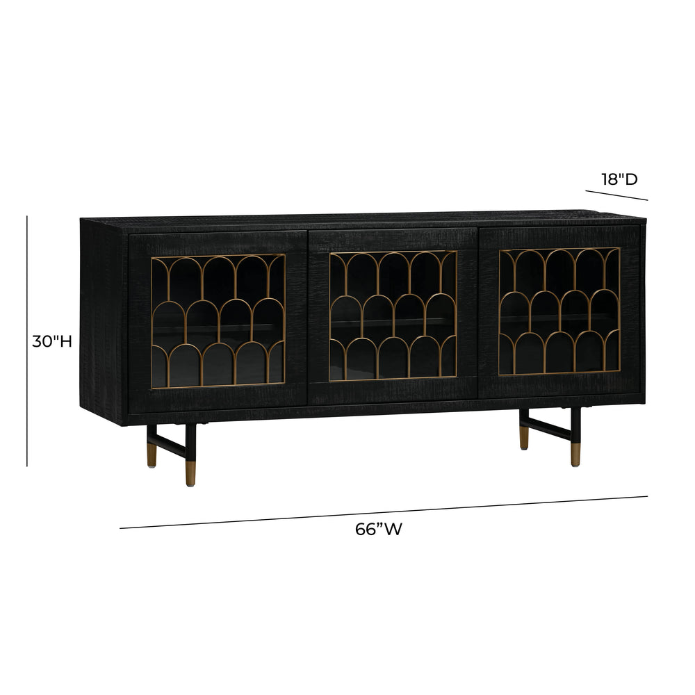 Gatsby 66" Black Acacia Wood Buffet dimensions