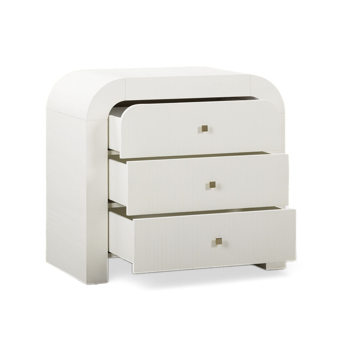 Close-up of upper curved architectural arch on Hump 3-drawer chest