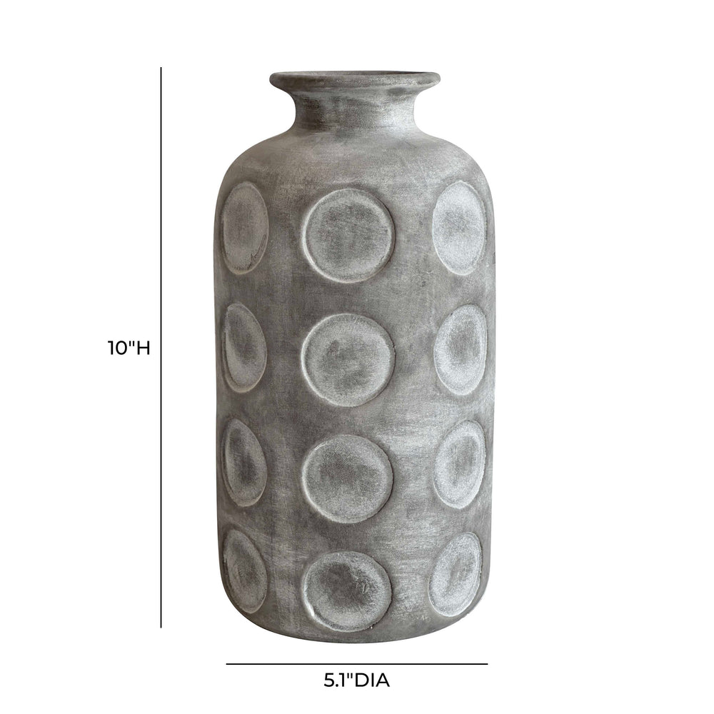 Earthenware Aztec Tub Flower Vase in Grey dimensions