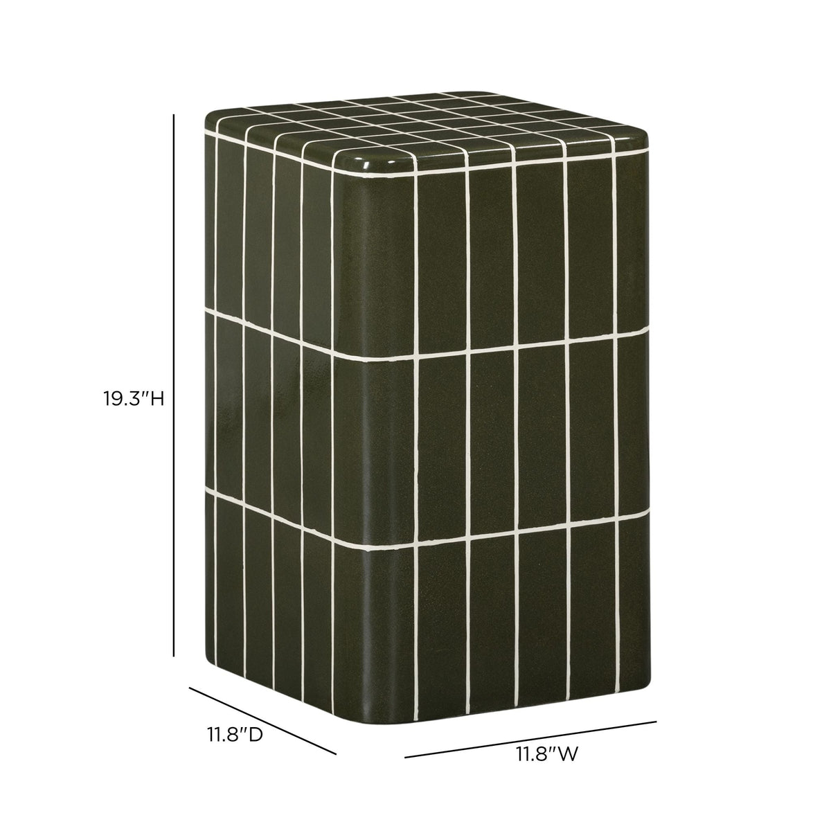Forest green Tatiana concrete side table detailed grid texture close-up