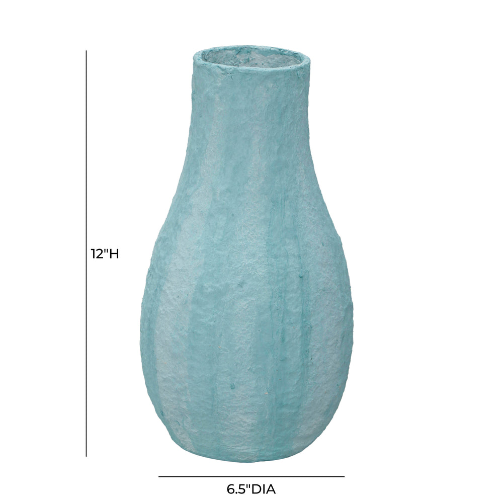 Cotton Mache Vase in Cloudy Blue dimensions