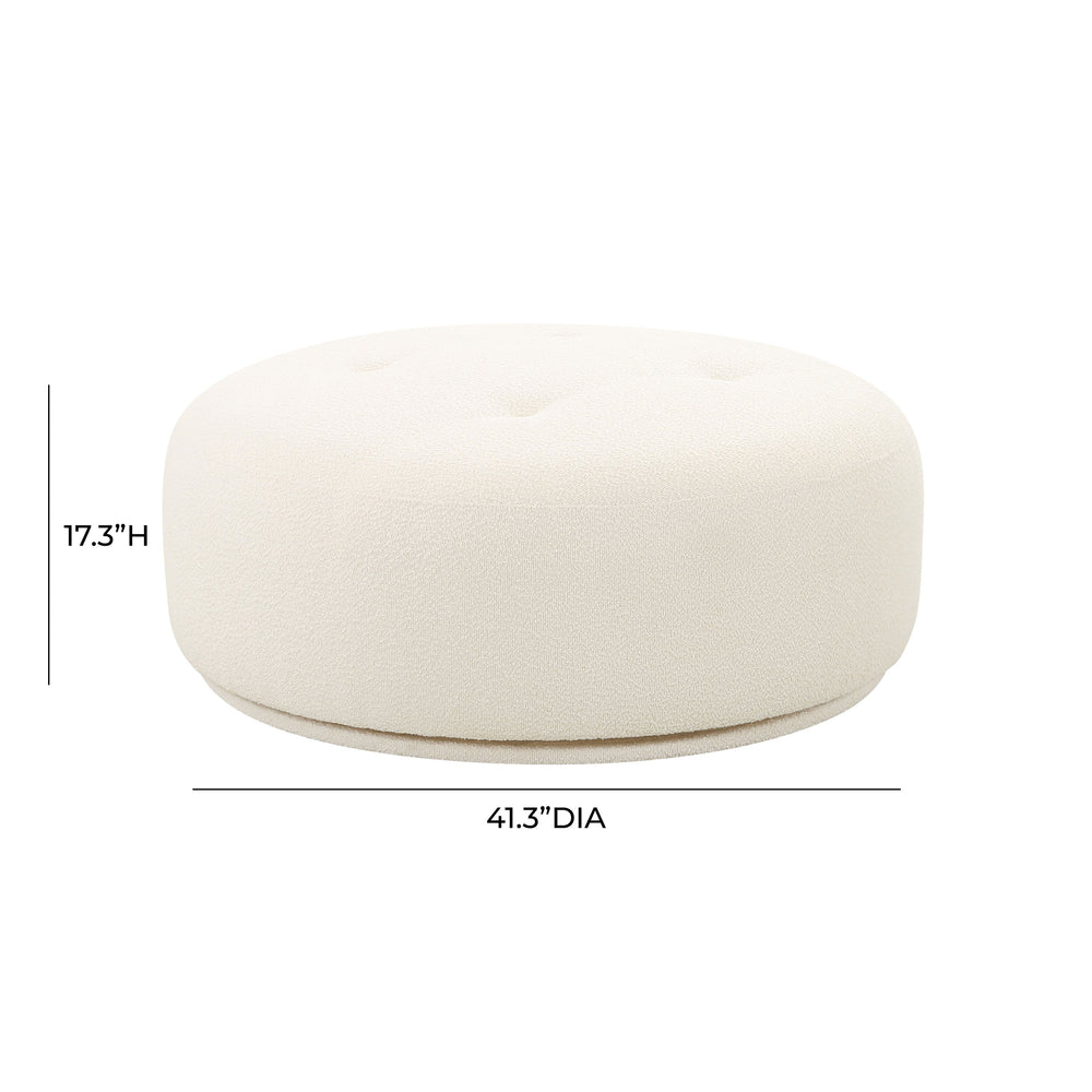 Fickle Cream Boucle Swivel Ottoman dimensions