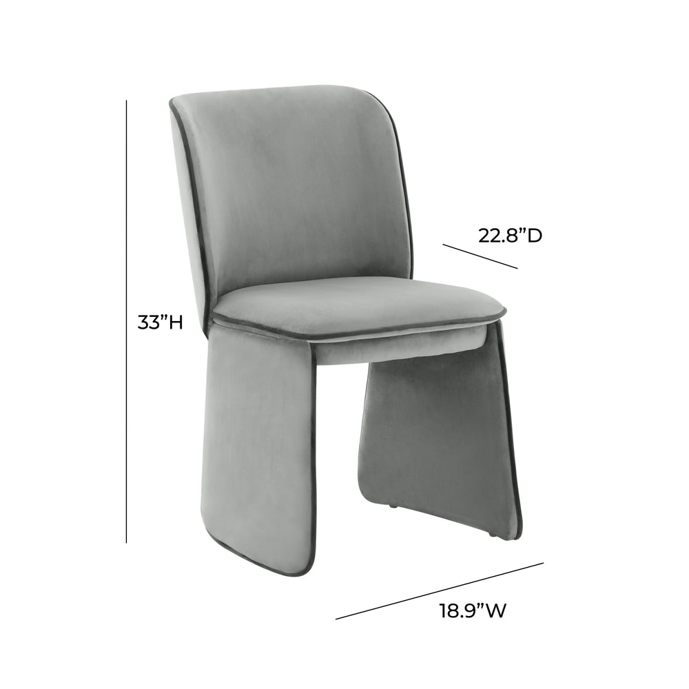 Kinsley Dining Chair with Sculptural Velvet Upholstery & Wood Frame - Modern Glam Dining Seating dimensions