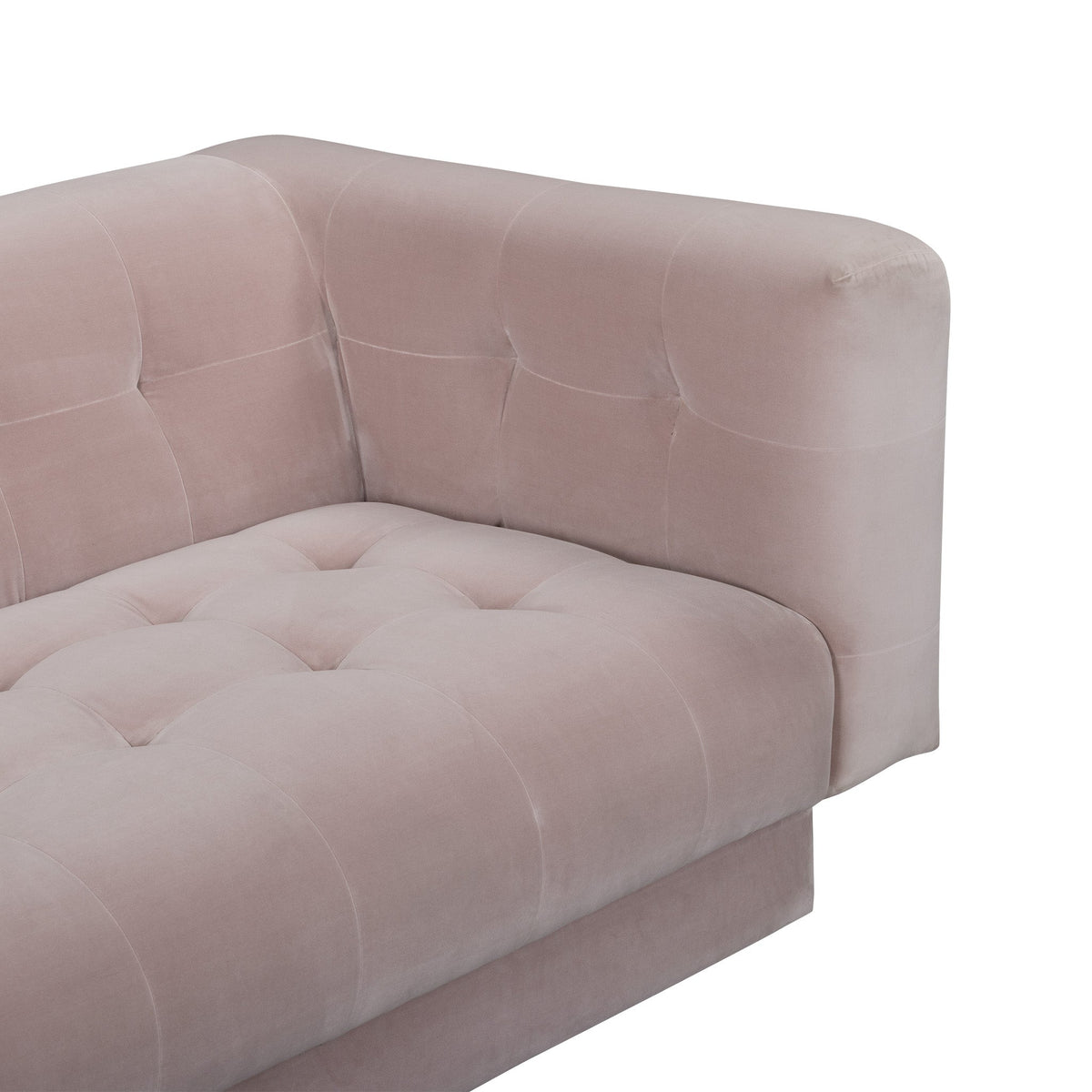 Side view displaying the clean-line geometric track arm of the Jules sofa