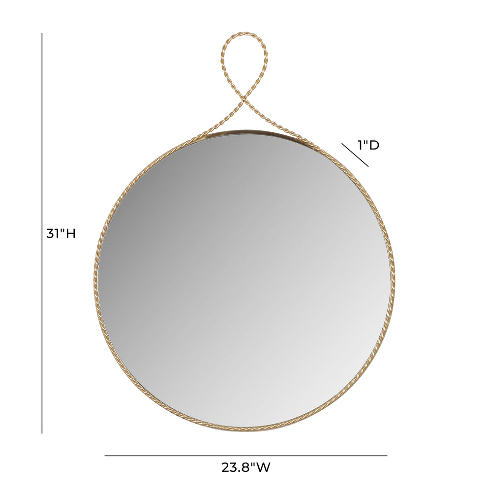 Ravina 24"X31" Braided Brass Round Wall Mirror dimensions