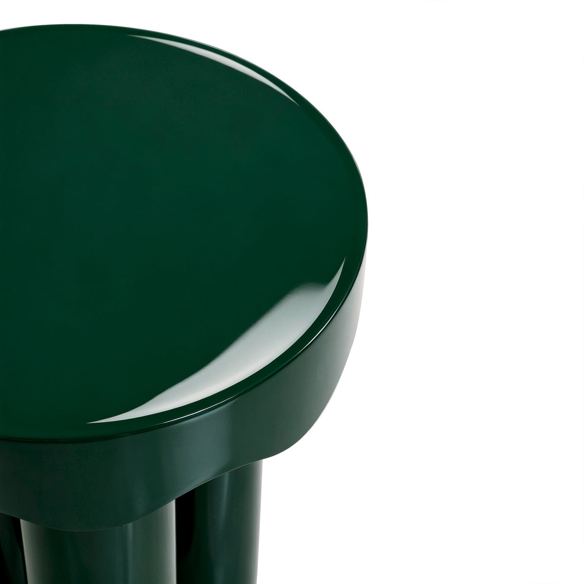 Side profile highlighting the high-gloss lacquered curved pedestal of the Casper table set