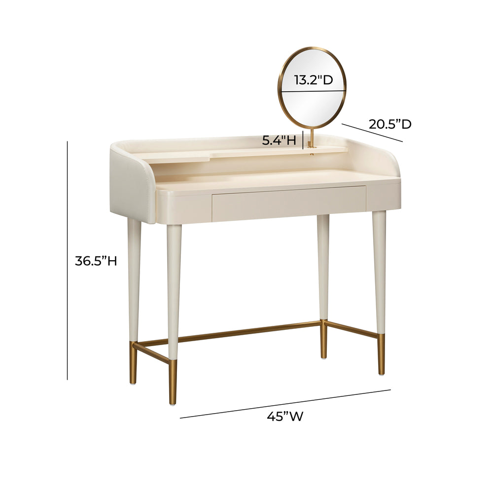 Penelope 45" Vegan Leather Wrapped Vanity Desk With Drawer dimensions