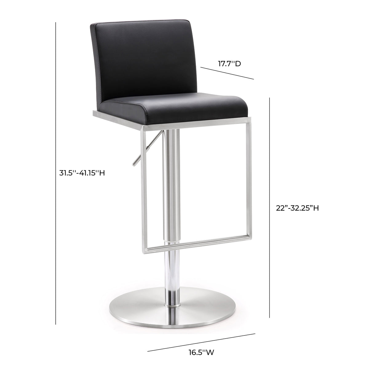 Amalfi Performance Vegan Leather Adjustable Stool - View 32