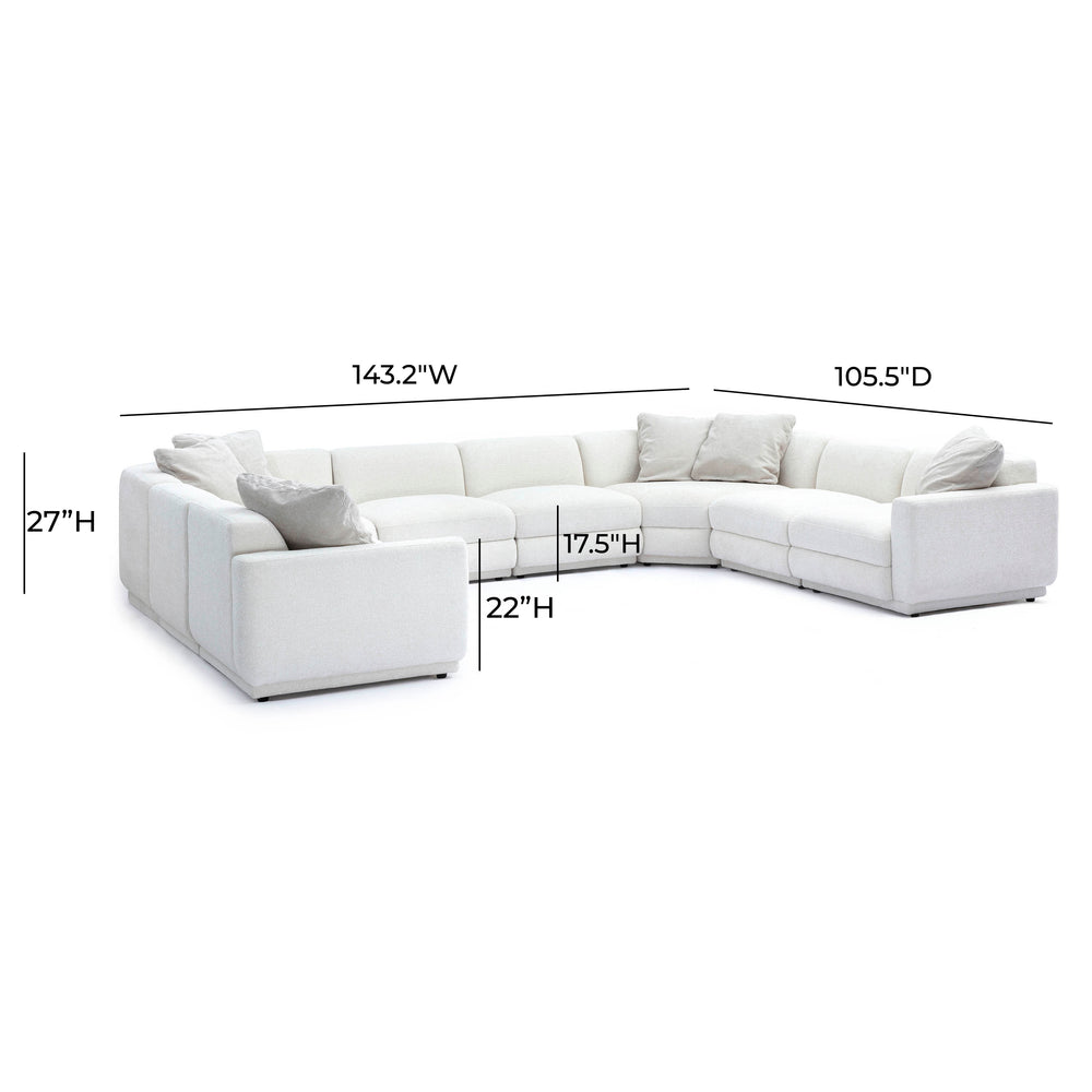 Perry 8-Piece Cream Chenille Modular Large U-Sectional dimensions