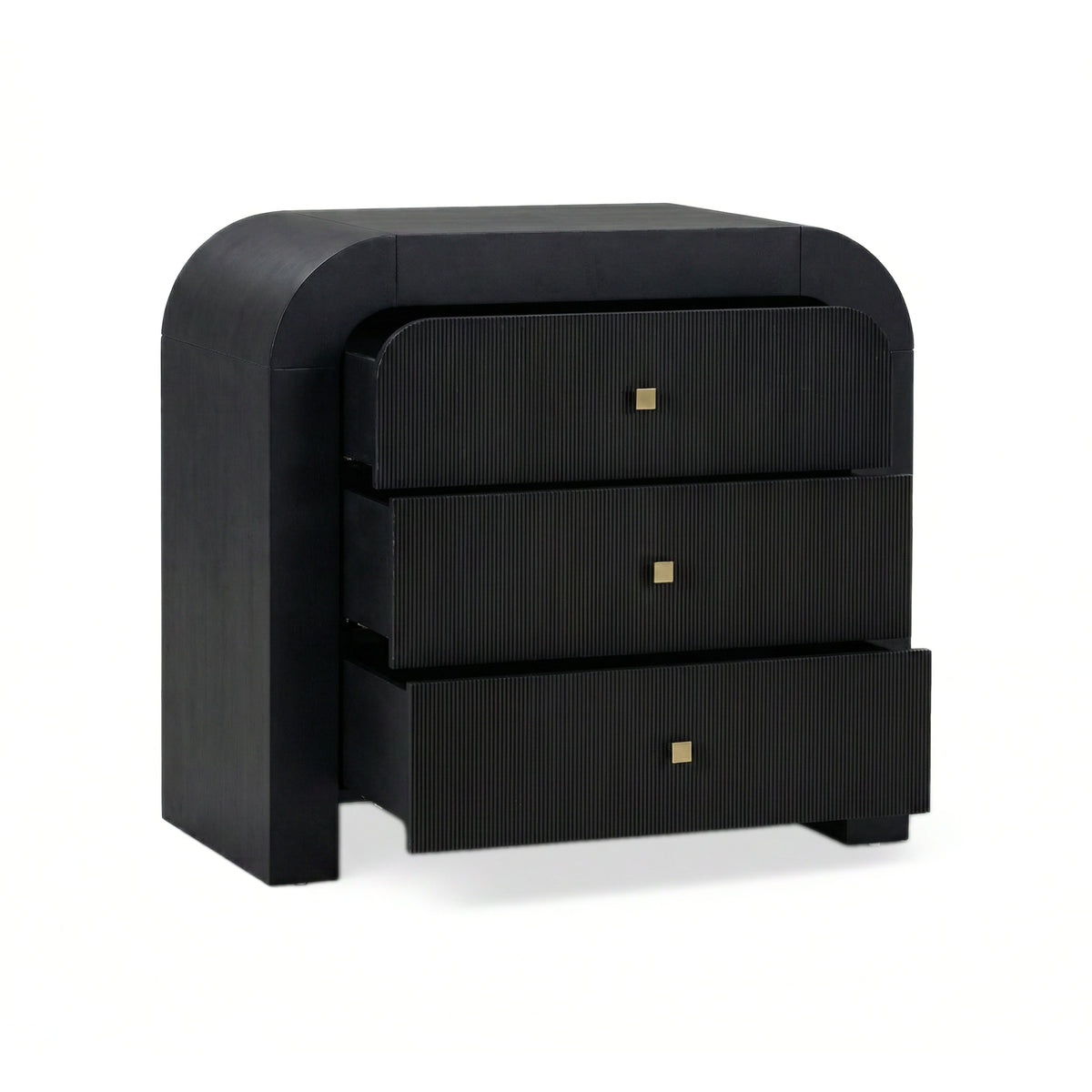 Hump 38-Inch Arched 3-Drawer Bedside Chest in natural wood tone finish
