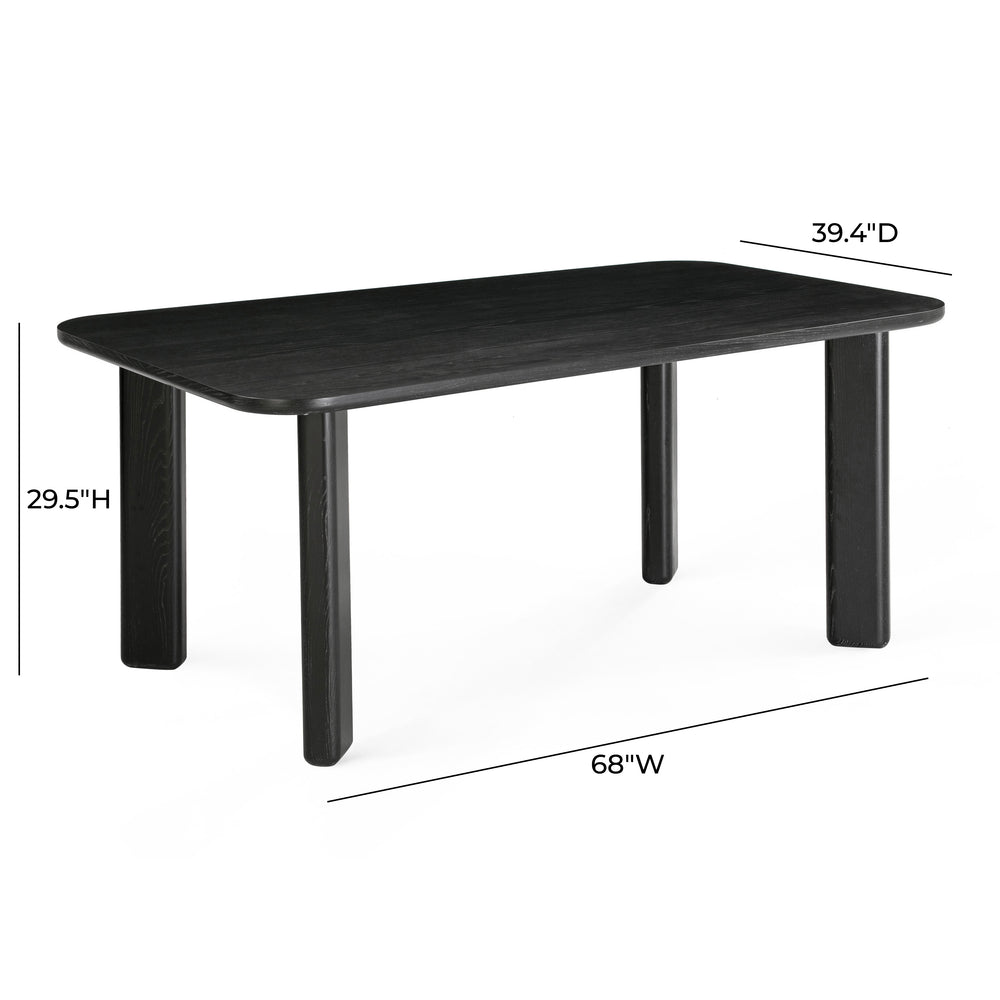 Jodie 68" Black Oak Rectangular Dining Table dimensions