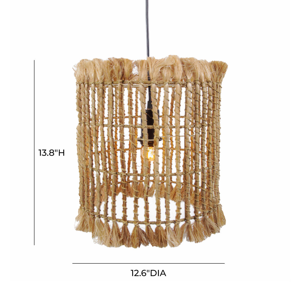 Kahuzi Pendant Lamp in Natural Abaca - Boho Handcrafted Ceiling Light with Adjustable Cord dimensions