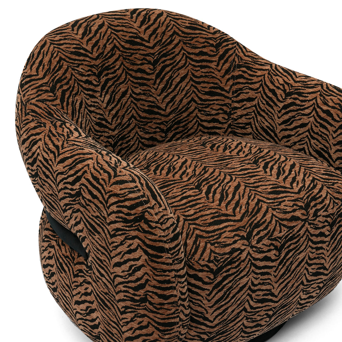 Close-up detail of FOAK Salma swivel chair premium textured fabric upholstery