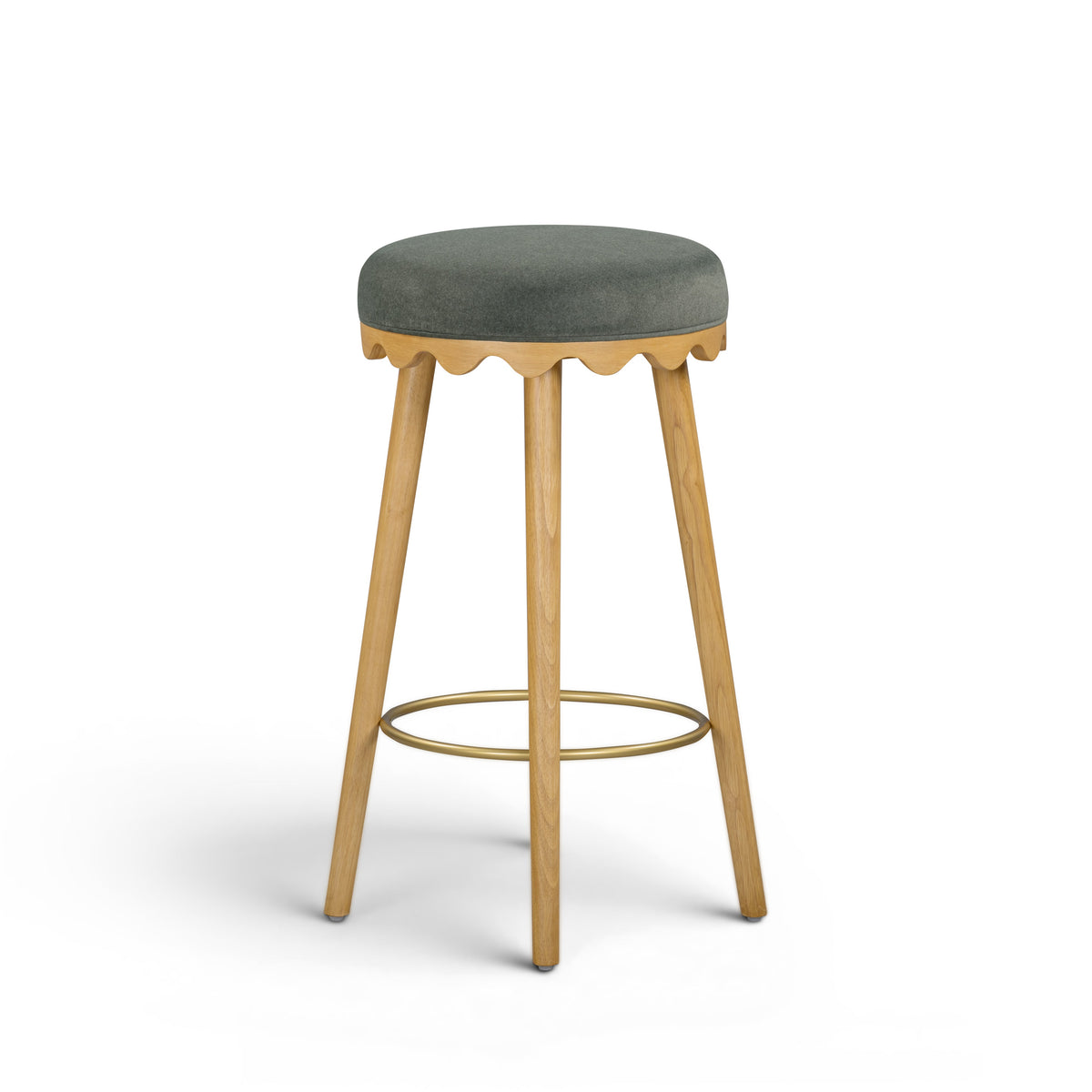 Oodle Performance Vegan Mohair Bar and Counter Stool upholstery stitching and seam craftsmanship