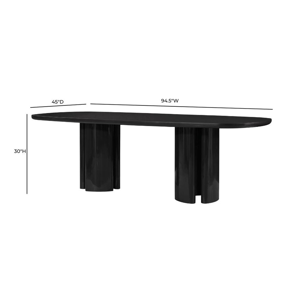 Zola 94.5" Lacquer Oval Dining Table dimensions