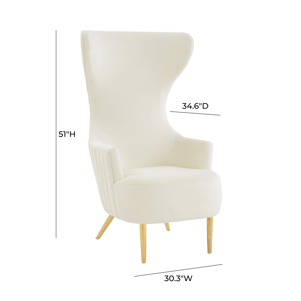 Julia Velvet Channel Tufted Wingback Chair dimensions