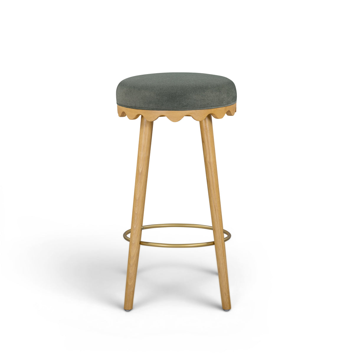 Oodle Performance Vegan Mohair Bar and Counter Stool low angle view displaying solid base structure