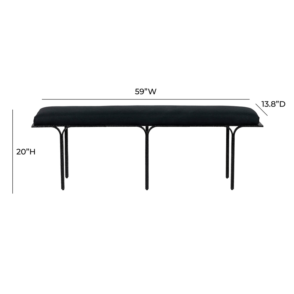 Bryn 59" Black Linen Bench dimensions