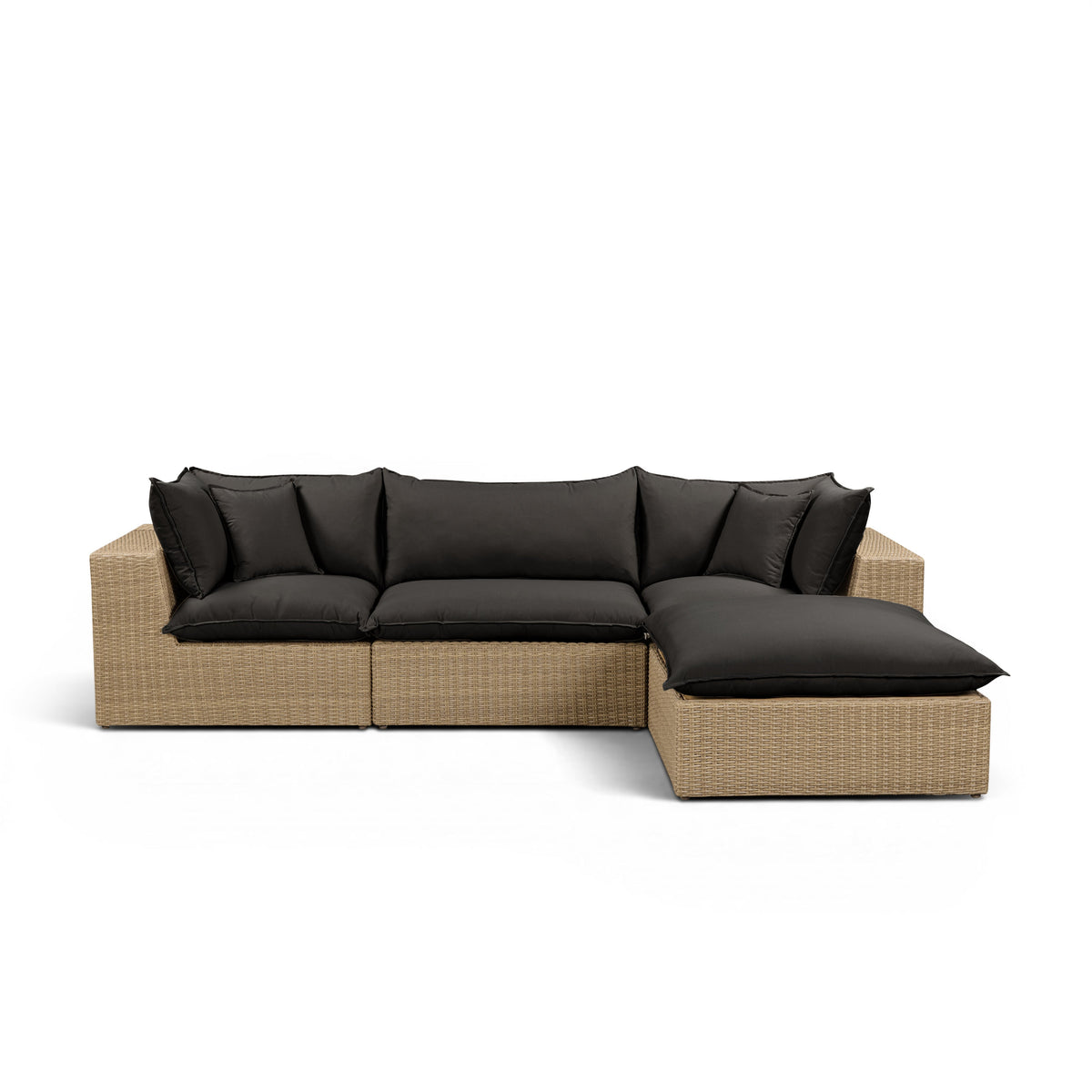 Cali 4-Piece Performance Fabric and Wicker Outdoor Sectional covered porch exterior arrangement