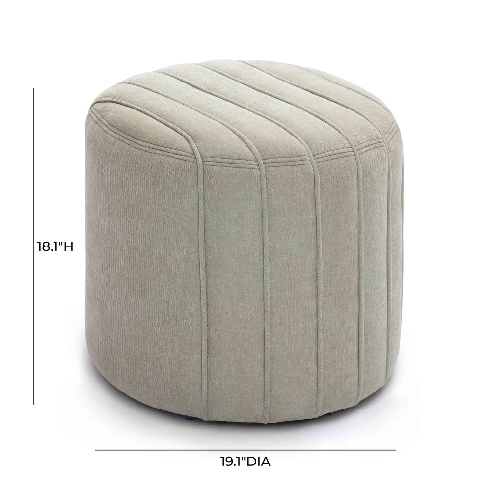 Pouch Chenille Ottoman with Waterfall Piping - Contemporary Textured Upholstered Footstool dimensions