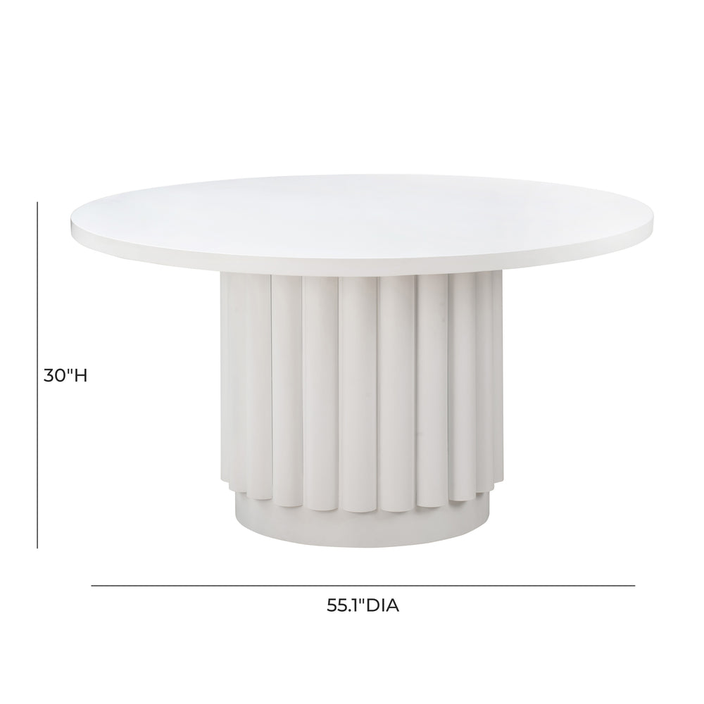 Kali 55" White Round Dining Table dimensions